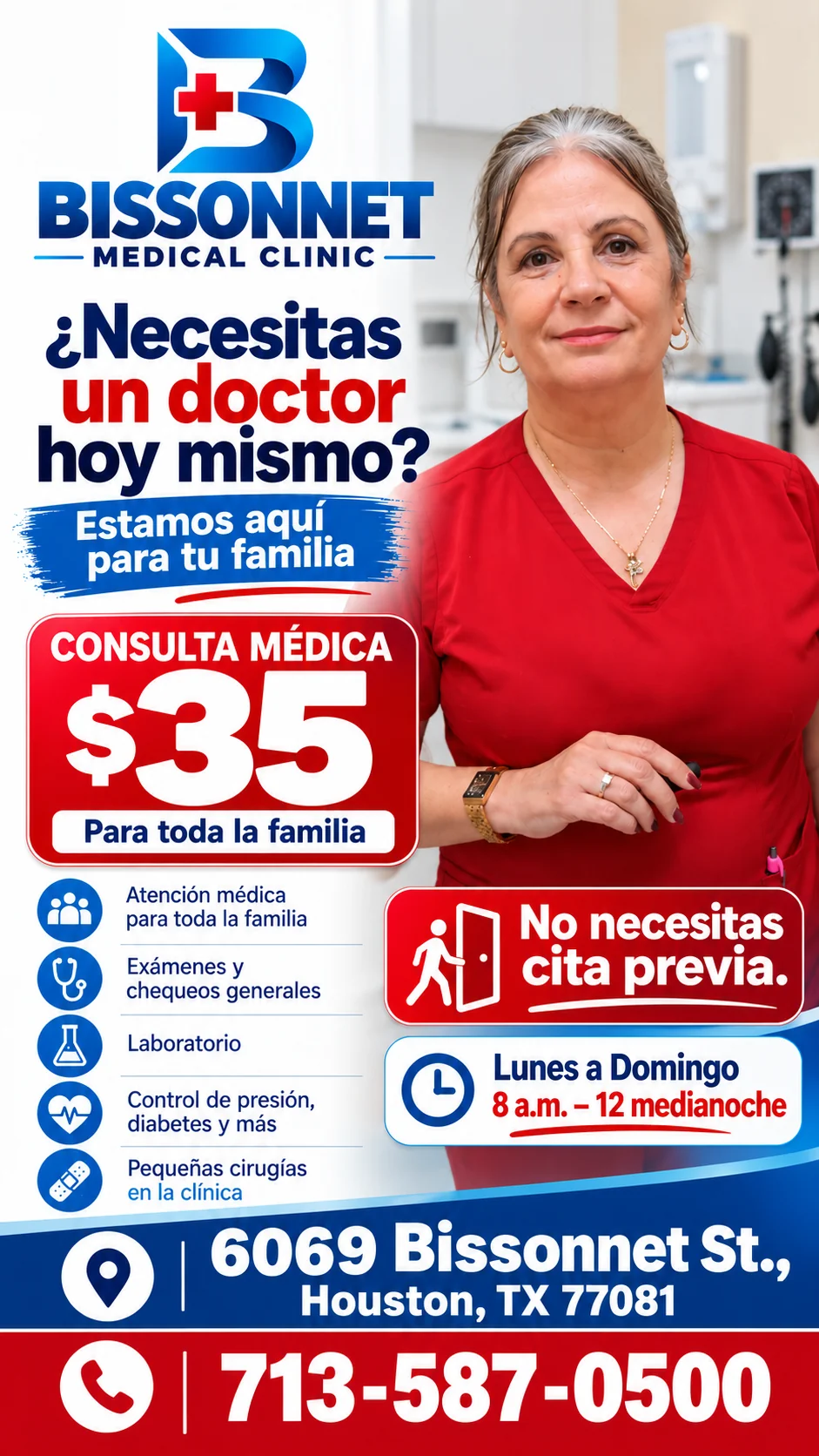 Consulta médica de $35 para toda la familia, sin cita previa